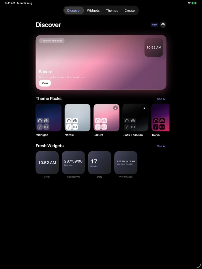 Novique Discover tab on iPad