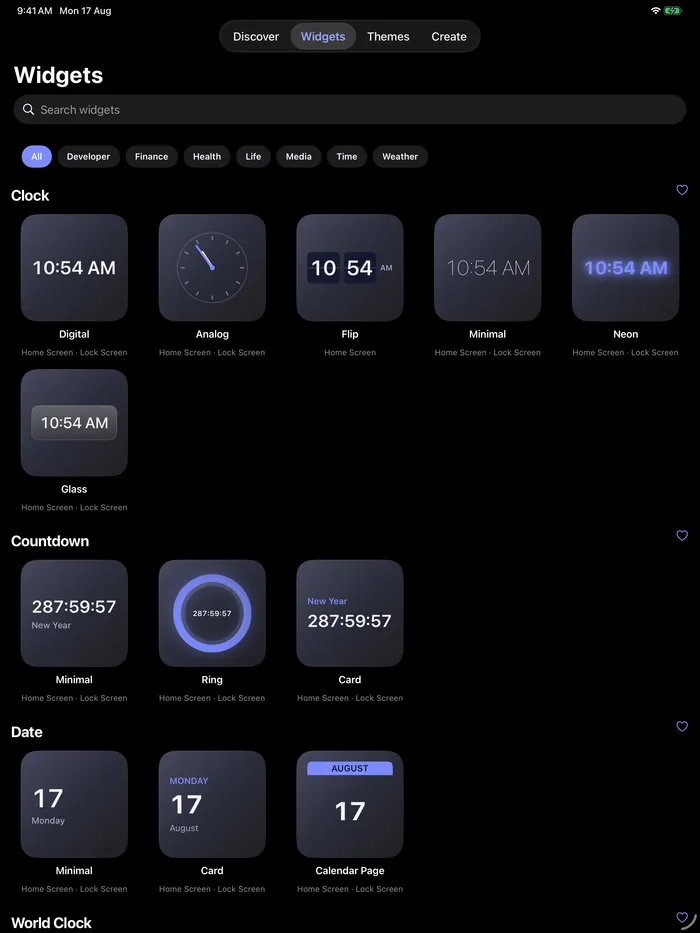 Novique widget library on iPad